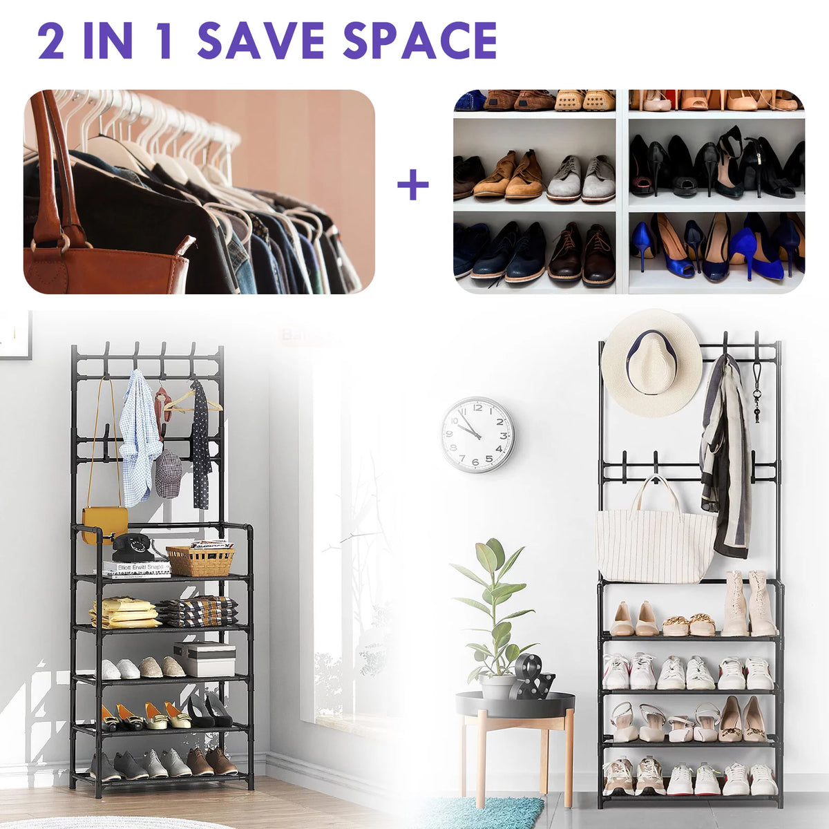 Entryway Bench with Coat Rack and Shoe Bench C959380