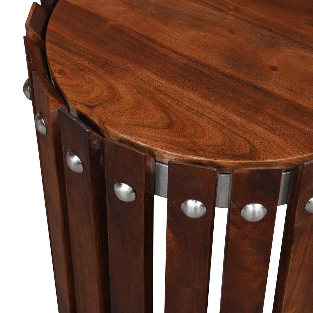 15 Inch Round Acacia Wood Side End Table Y54058