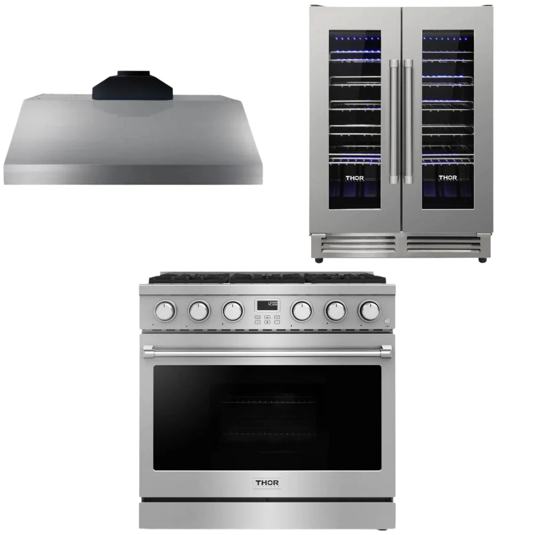 36 Gas Range, Range Hood and Wine Cooler W86889