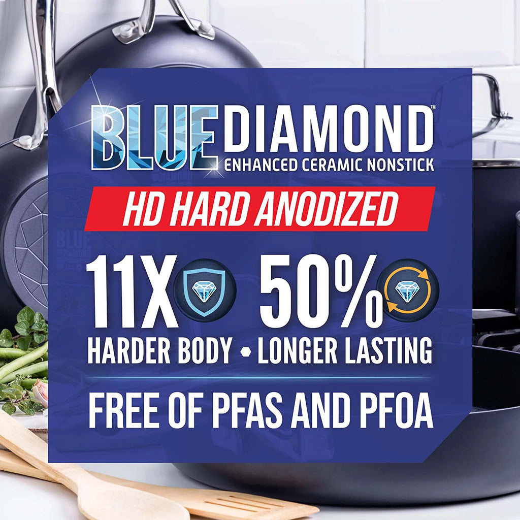 Blue Diamond Hard Anodized Ceramic Nonstick 10-Piece Cookware Set C206275