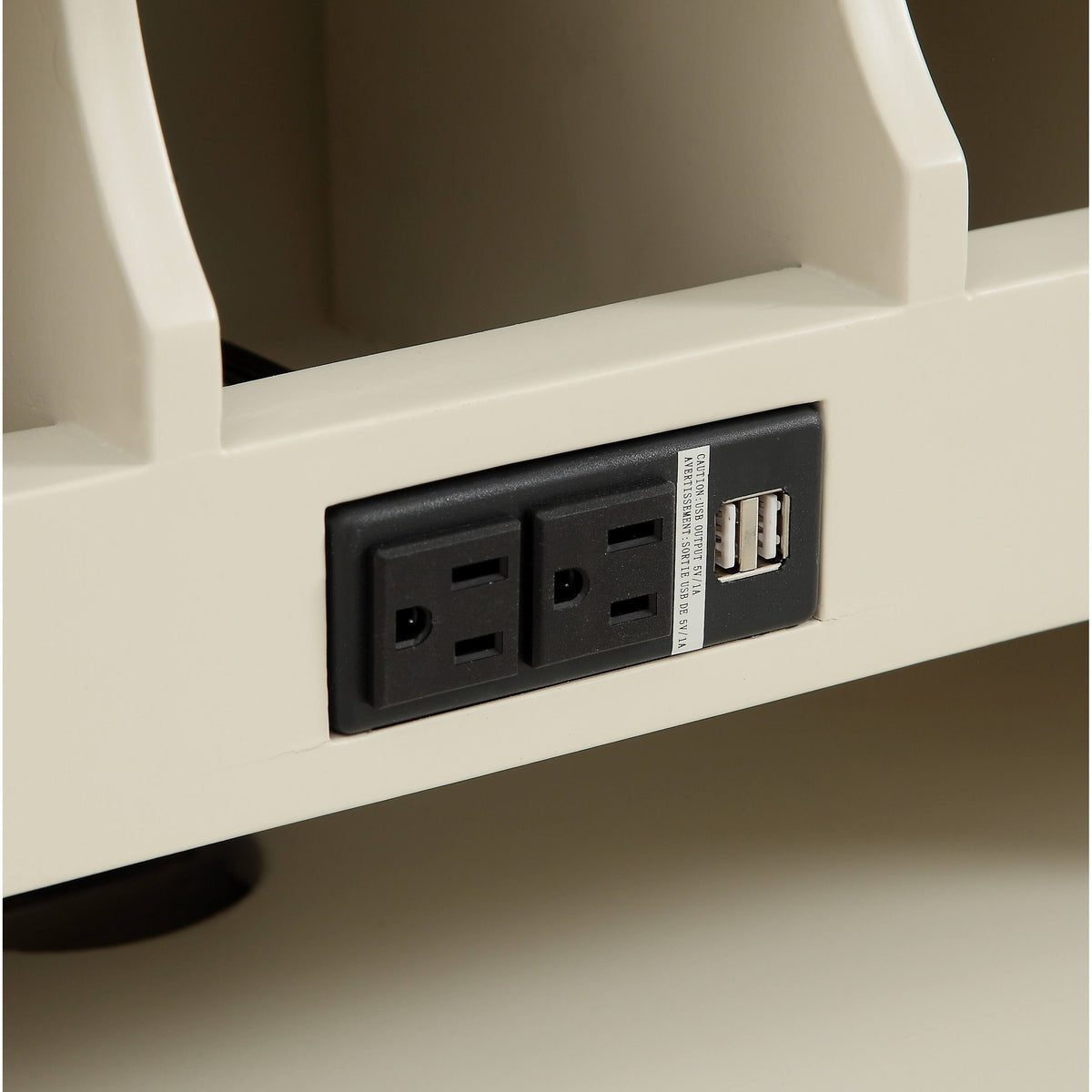 Cream Two Door One Drawer Drop Lid Cabinet with Power E924