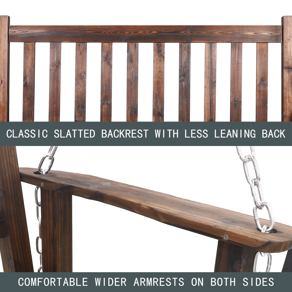 Wooden Porch Swing 4ft with Chains 2-person Swing Bench N47805