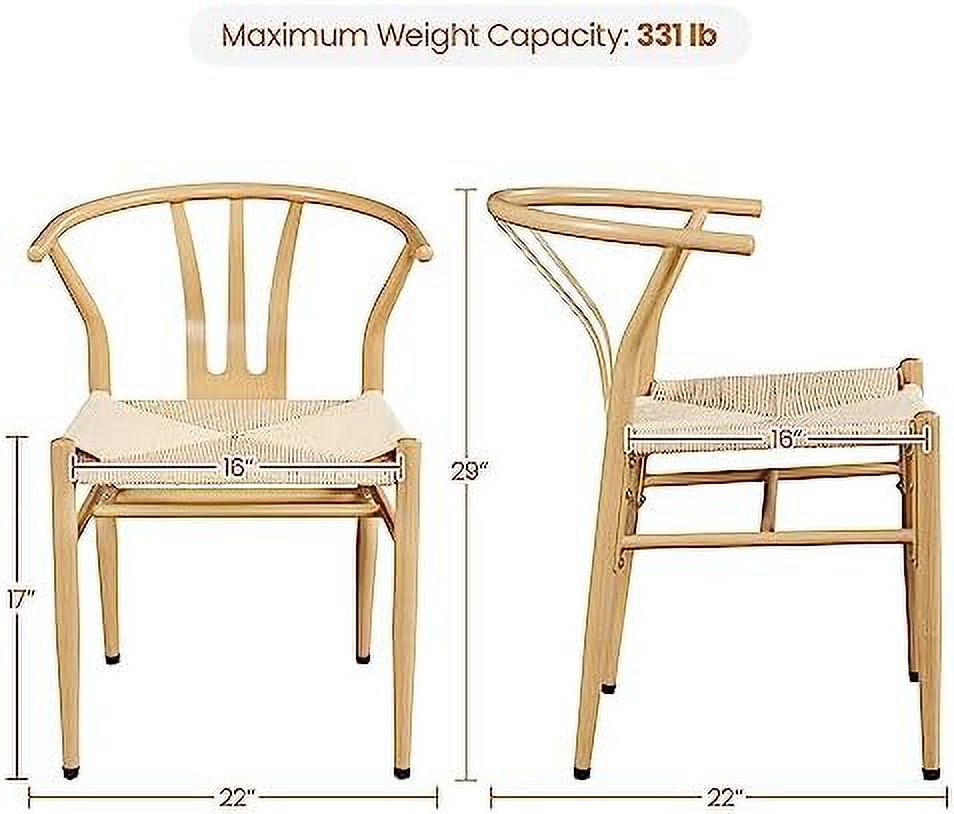 Black Rattan Metal Dining Chair with Hemp Seat I32836