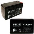 2x Pack Sealed Lead Acid Battery (12V, 8Ah, 8000mAh, F1 Terminal, AGM) with 4 F1 to F2 Terminal Adapters Z7373