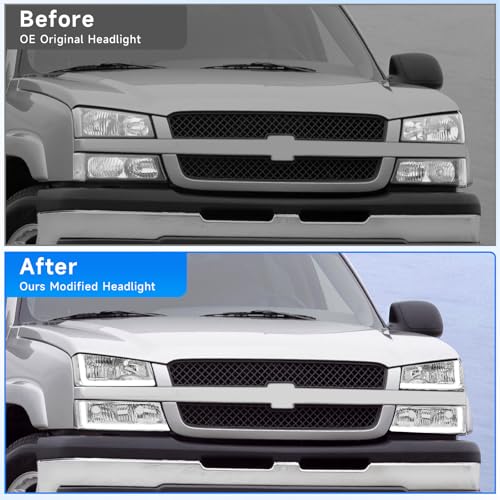 Headlight Assembly with LED DRL Sequential Turn Light Chrome Housing Clear Reflector X743