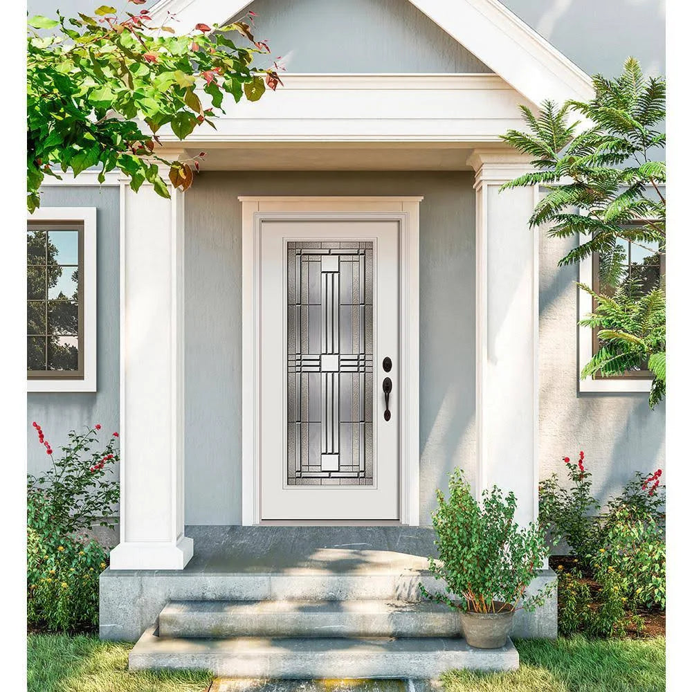 36 in. x 80 in. Full Lite Primed Steel Prehung Left-Hand Inswing Front Door with Brickmould X59881