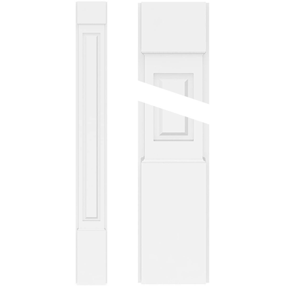 10x22W x 48x22H Raised Panel PVC Pilaster with Standard Capital and Base (Pair) K7544