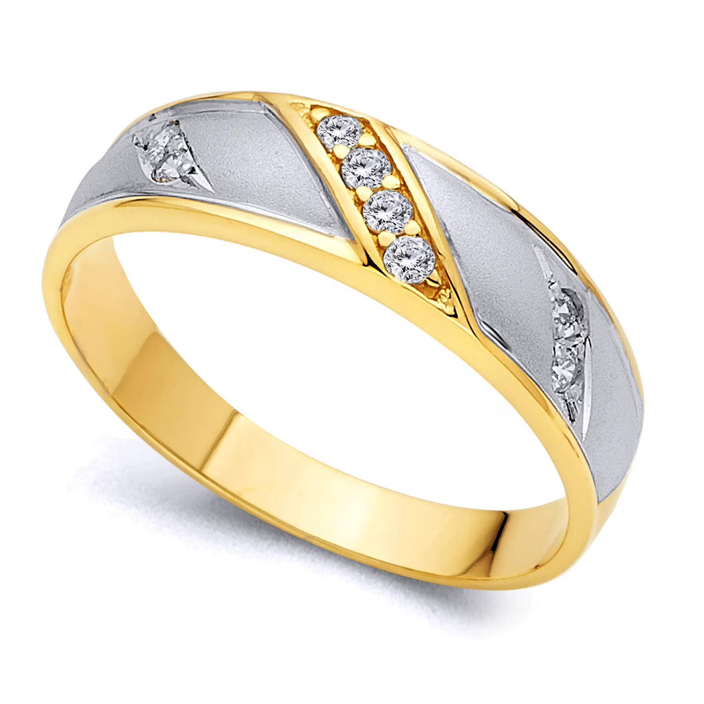14K Two-Toned Gold Cubic Zirconia Men's Wedding Band X399