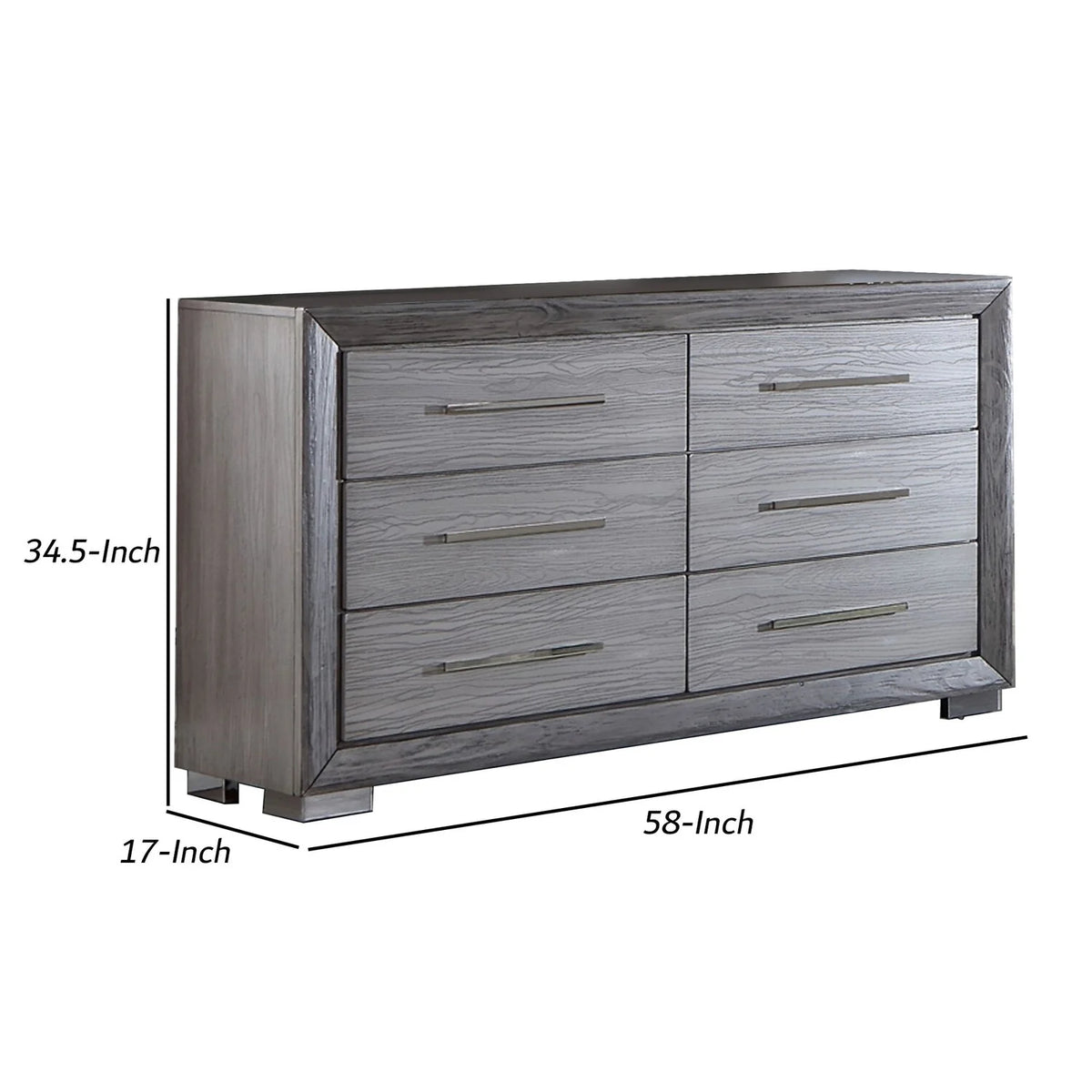 58 in. 6 Drawer Gray Dresser X901105
