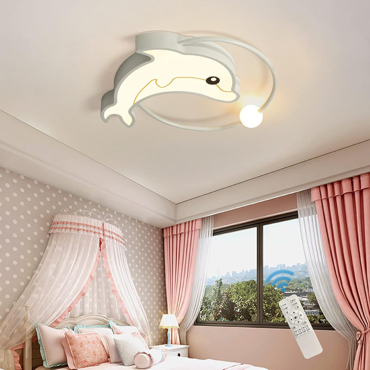 LED Ceiling Light Dimmable, 45W Flush Mount Ceiling Lamp with Remote L79605