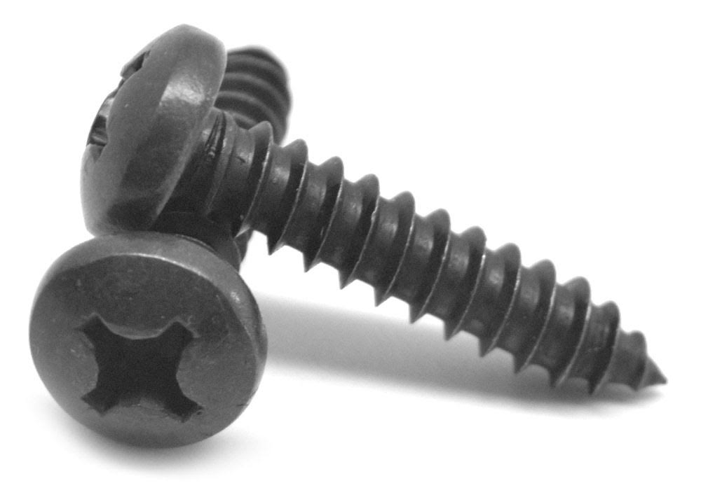 1/4-14 x 1 Sheet Metal Screw Phillips Pan Head Type AB Low Carbon Steel Black Zinc Plated W817013