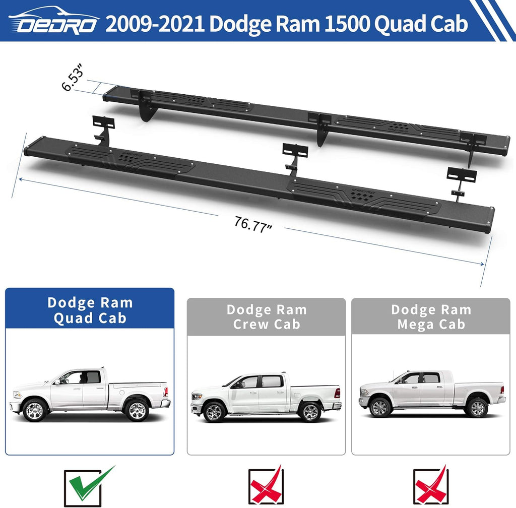 Black Textured Aluminum Running Boards W49541