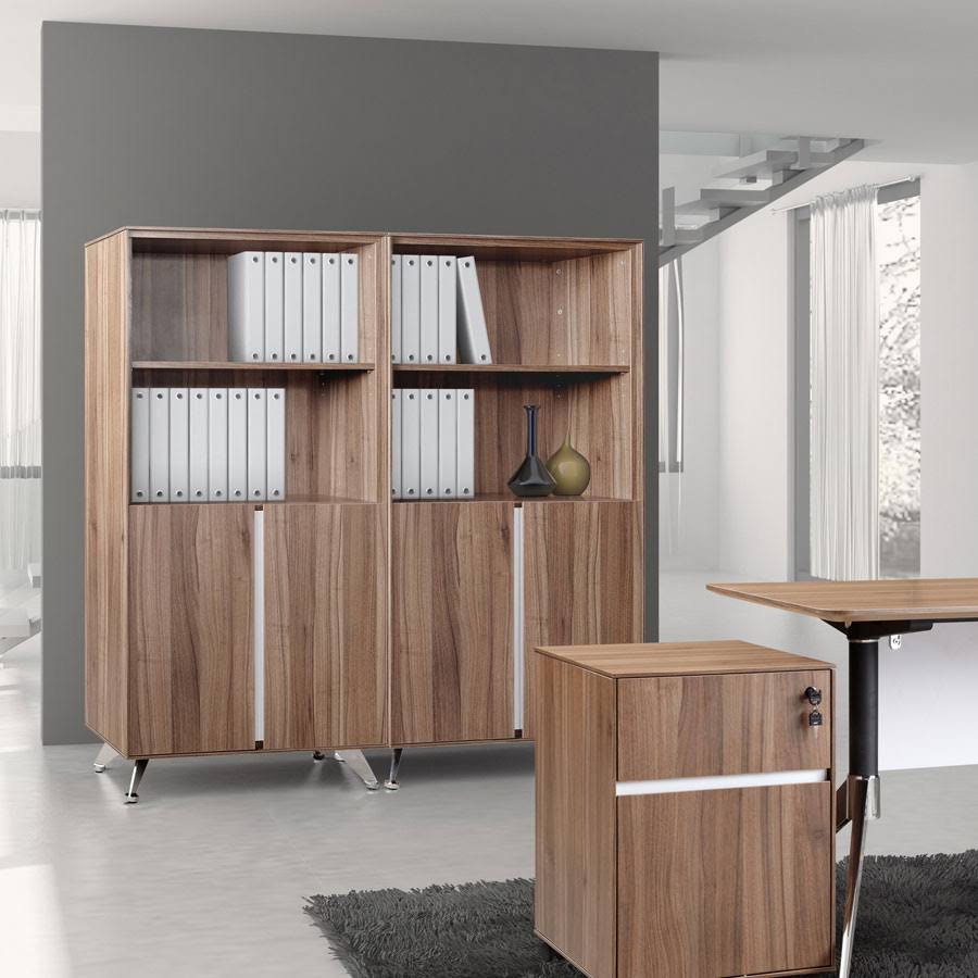 Walnut Bookcase with Doors O4523