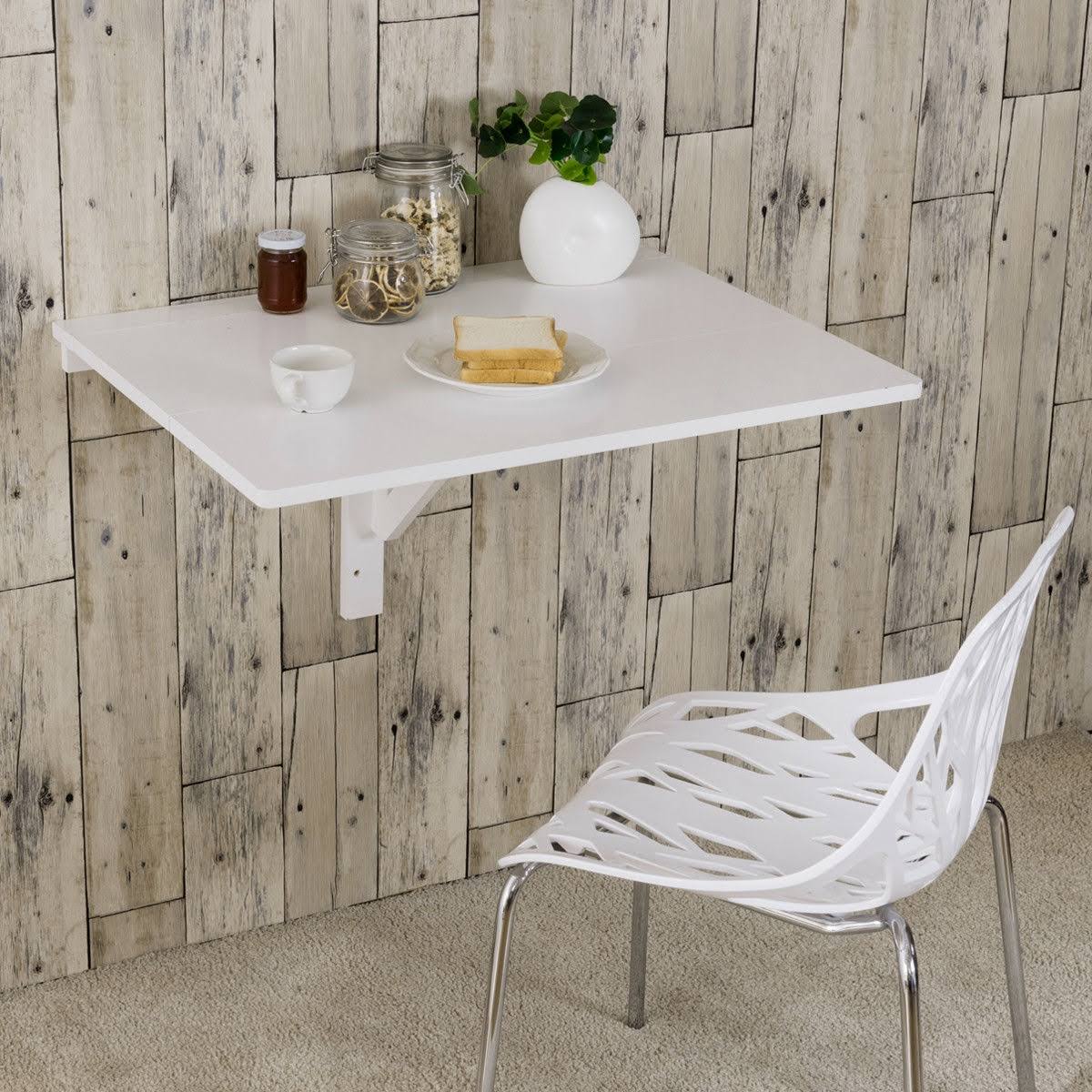 White Folding Wall-Mounted Drop-Leaf Table M586754