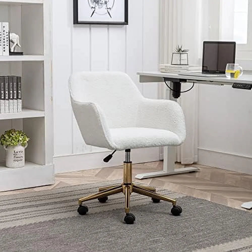 Modern Velvet Yellow Adjustable Height Home Office Chair with Gold Metal Legs J1632