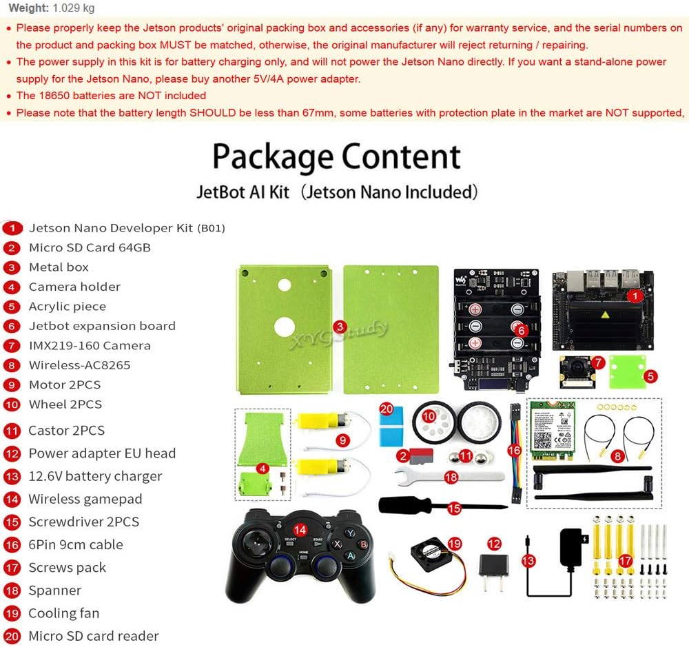 JetBot AI Kit with Front Camera Eye and ROS Nodes Code Q5303