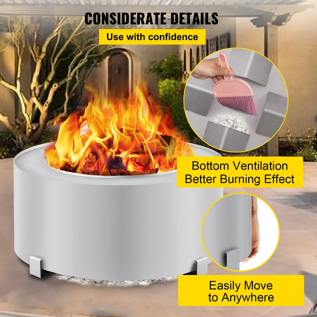 Stainless Steel 27.6 inch Wood Burning Fire Pit A284