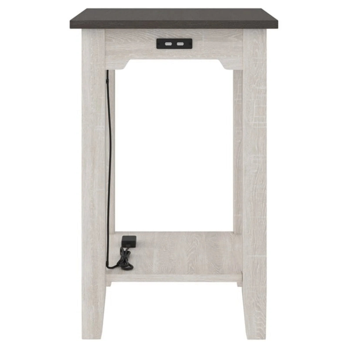 Farmhouse Engineered Wood End Table in Antiqued White/Gray S9839