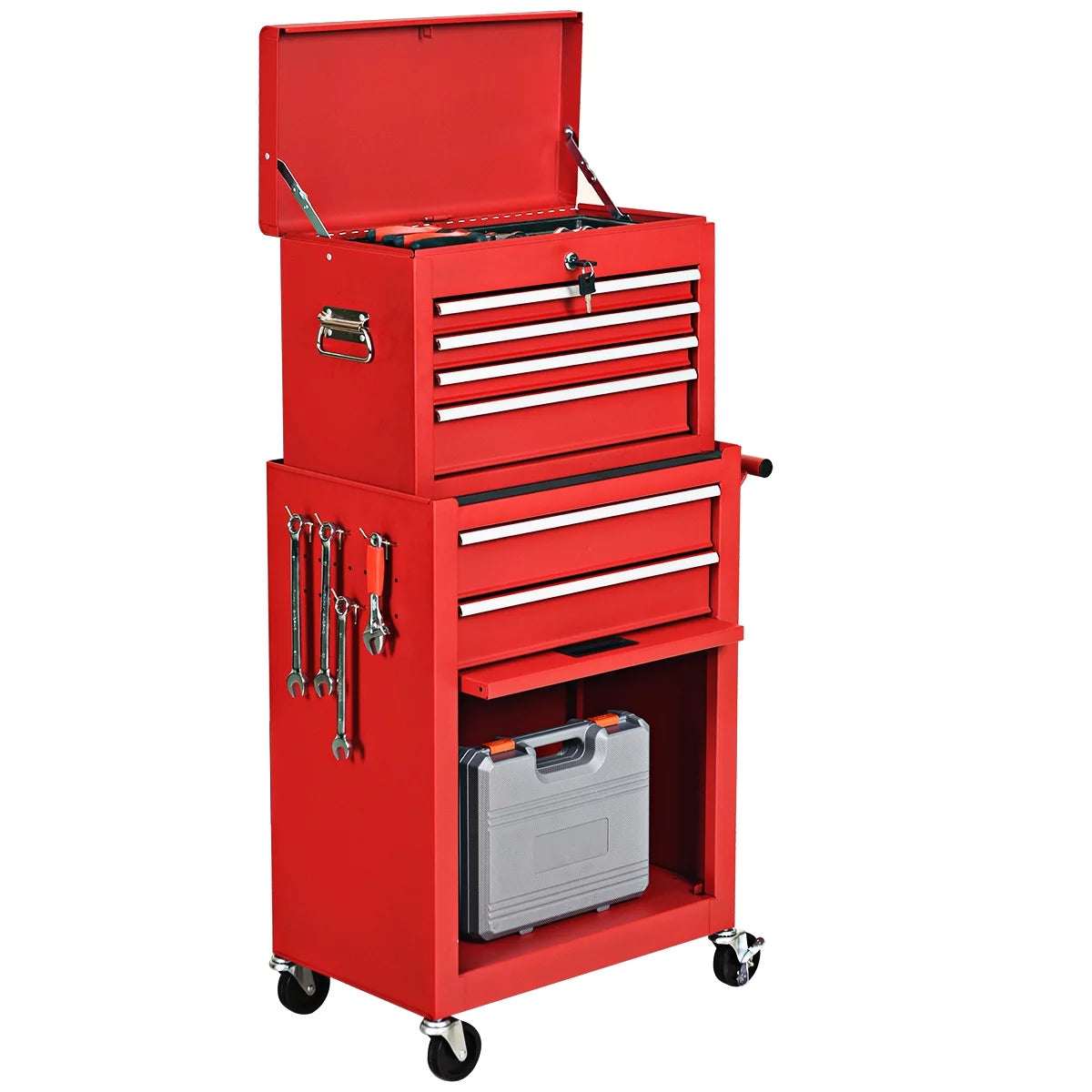 2 in 1 Rolling Storage Cabinet with 6 Drawers Black R8956