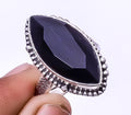 Black Onyx 925 Sterling Silver Solitaire Ring Adjustable M99884
