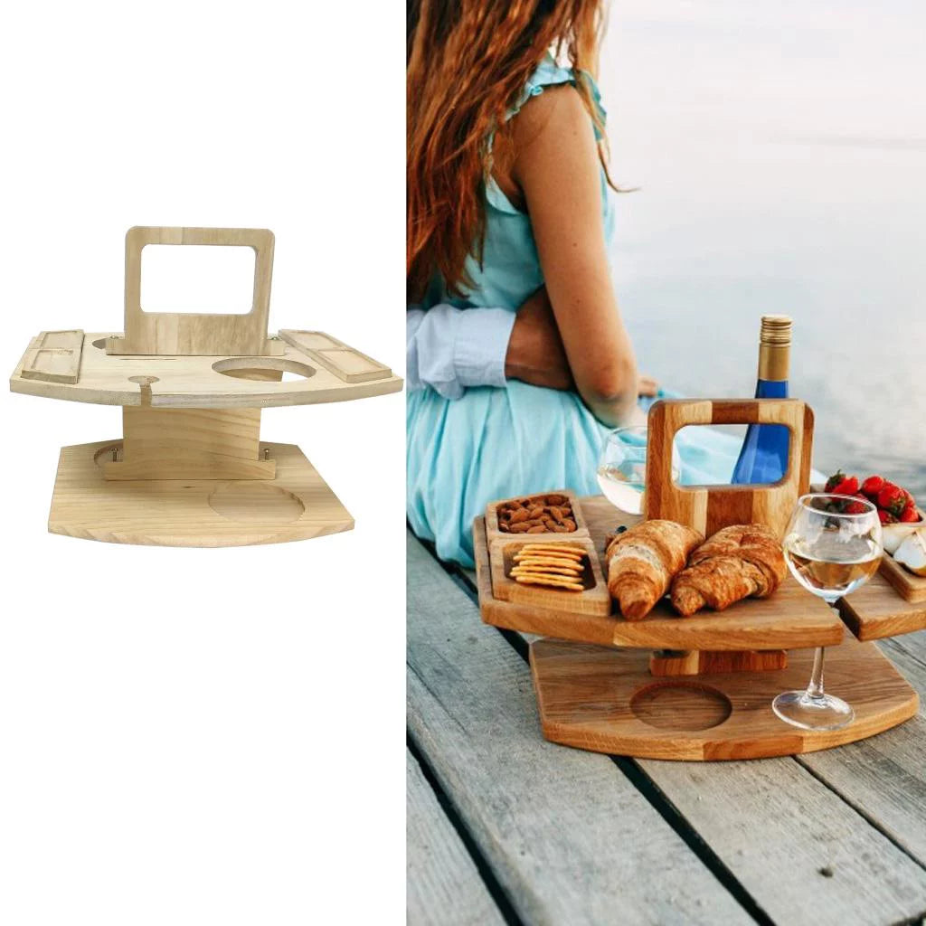Portable Outdoor Picnic Table with Glass Holder O91193