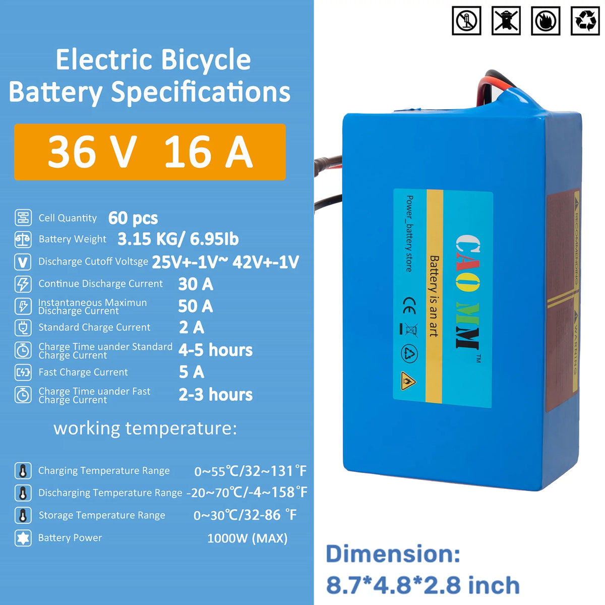 36V 10Ah Lithium Ebike Battery with 5A Fast Charger X415791