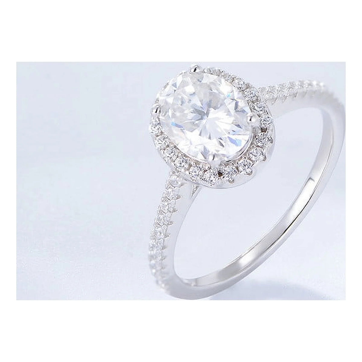 Oval Cut 14k White Gold Plated 925 Sterling Silver Diamond Ring L93135