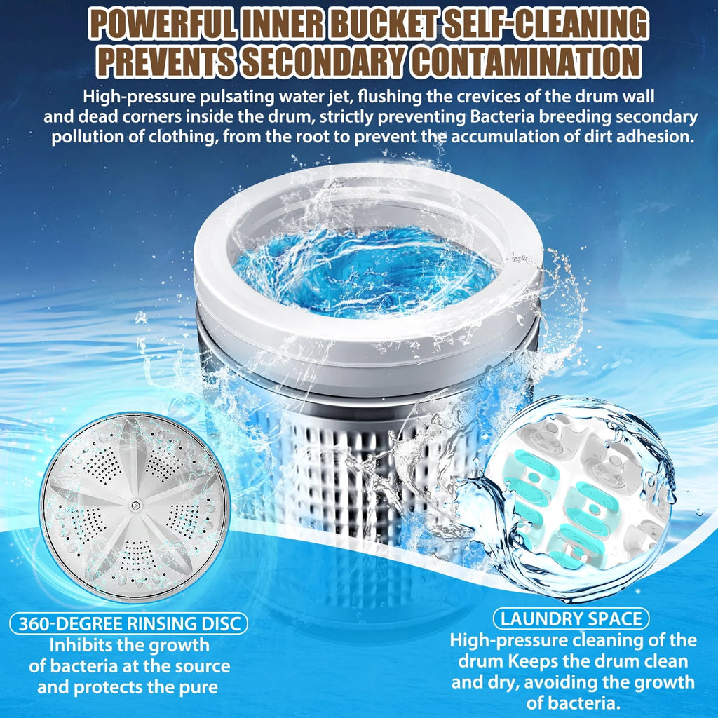 13.6LBS Portable Full Automatic Washing Machine with Drain Pump Q195299