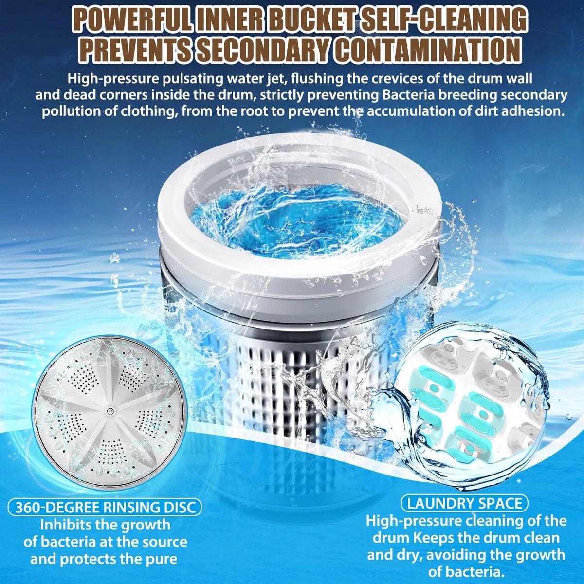 13.6LBS Portable Full Automatic Washing Machine with Drain Pump Q195299