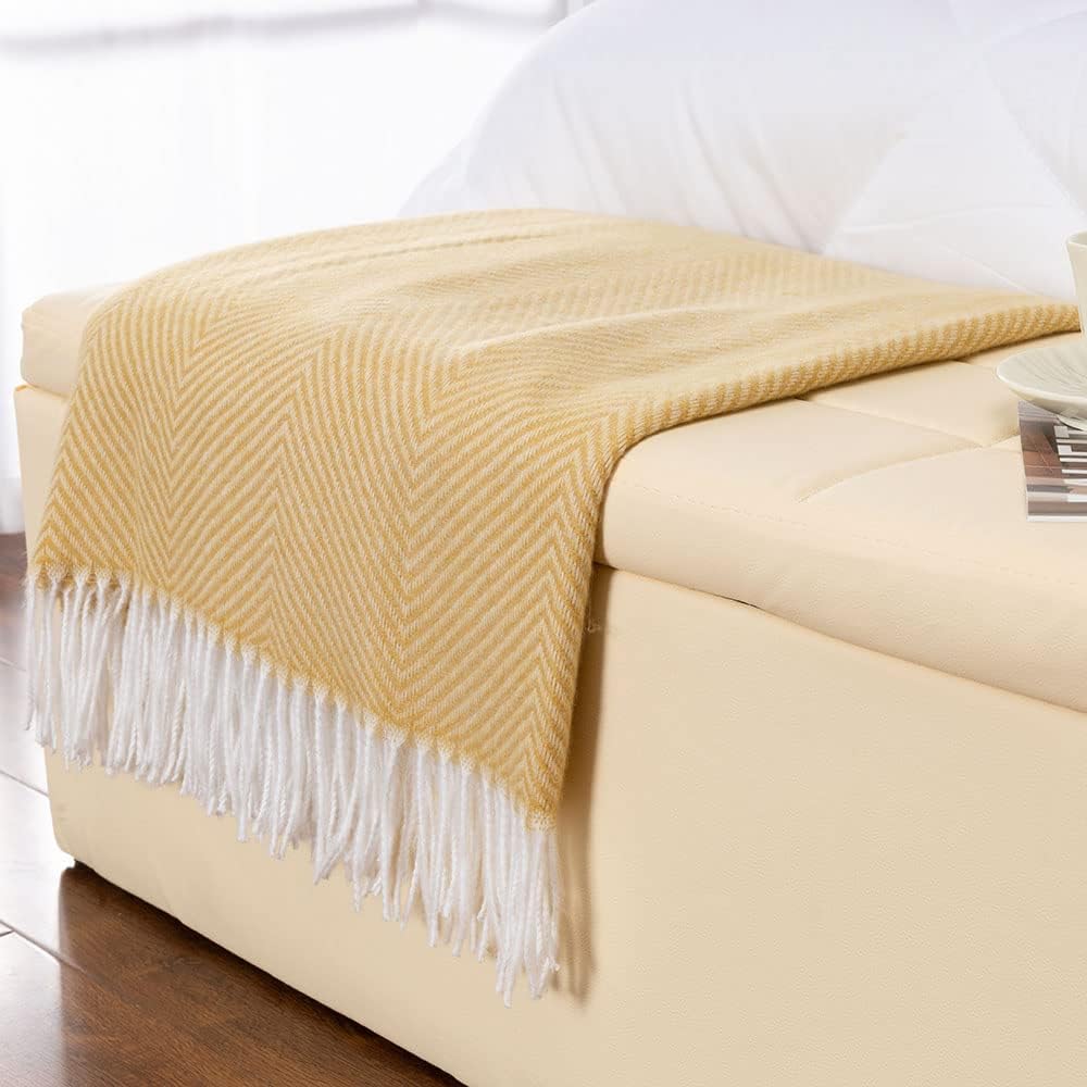 Navy Blue Herringbone Faux Cashmere Throw Blanket 50 x 60 B48797