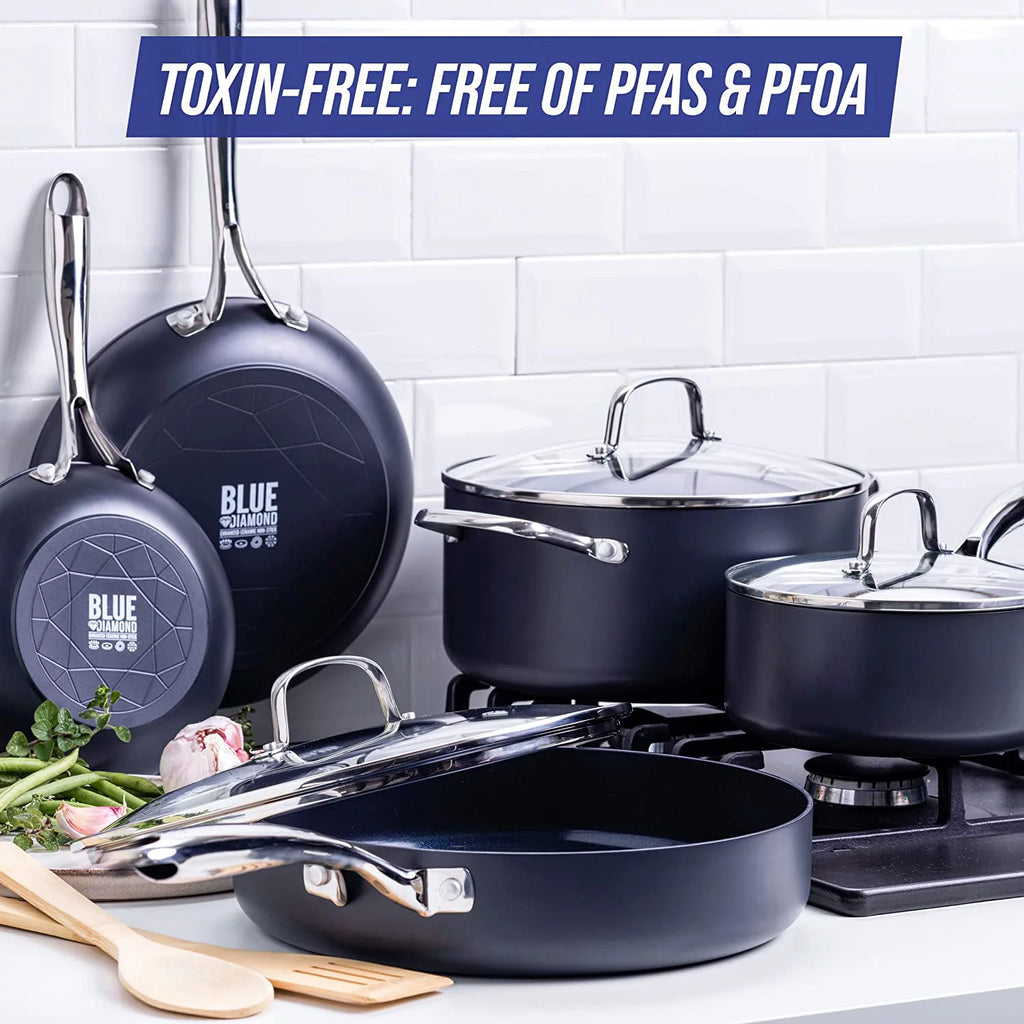Blue Diamond Hard Anodized Ceramic Nonstick 10-Piece Cookware Set C206275