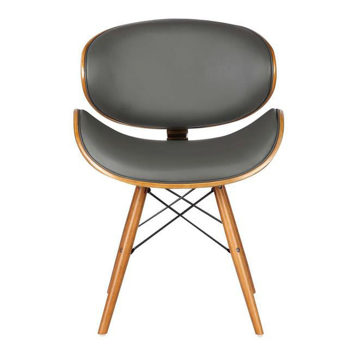 Walnut Wood & Gray Faux Leather Dining Chair B396869