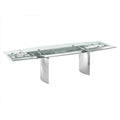 Manual Dining Table with Stainless Steel Base and Clear Top X9741