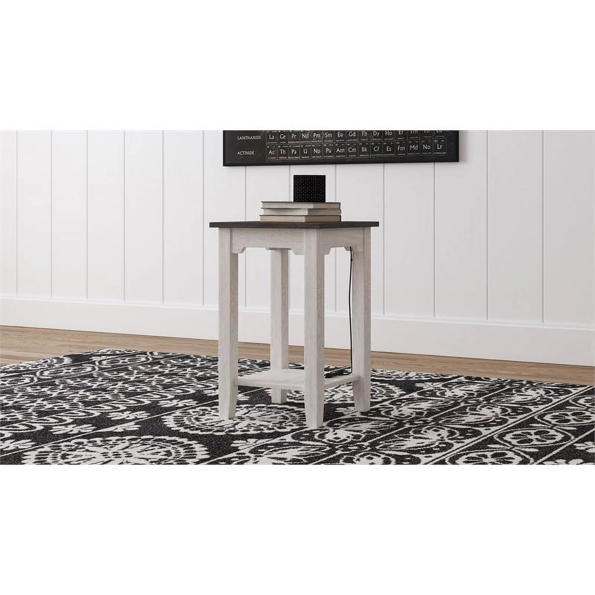 Farmhouse Engineered Wood End Table in Antiqued White/Gray S9839