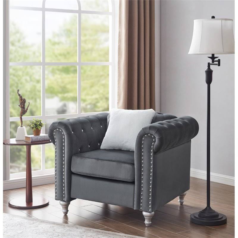 Velvet Chair in Gray T7280