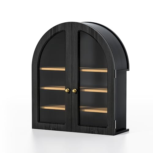 Large Arched Wall Mounted Cabinet with Acrylic Door Adjustable Shelf Natural Oak E8261