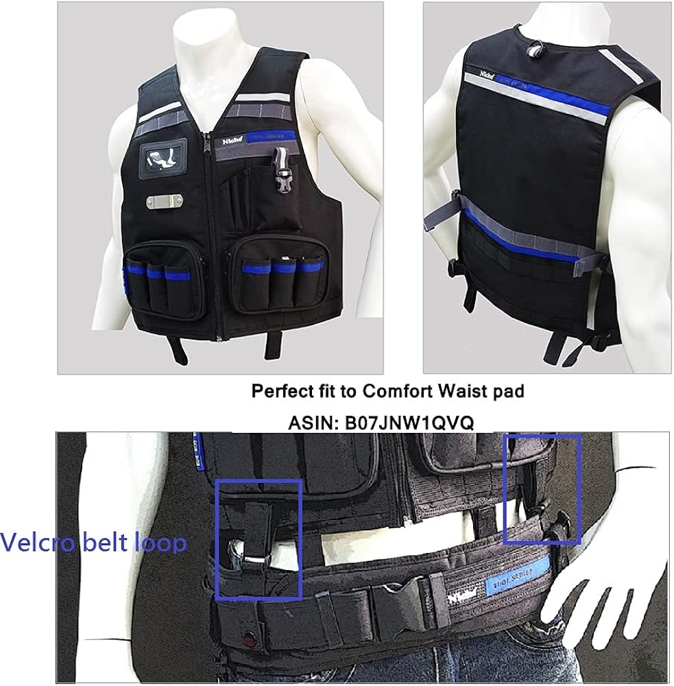 Heavy Duty Work Vest with Adjustable Straps, Tool Pockets and Reflective Stripes H97814