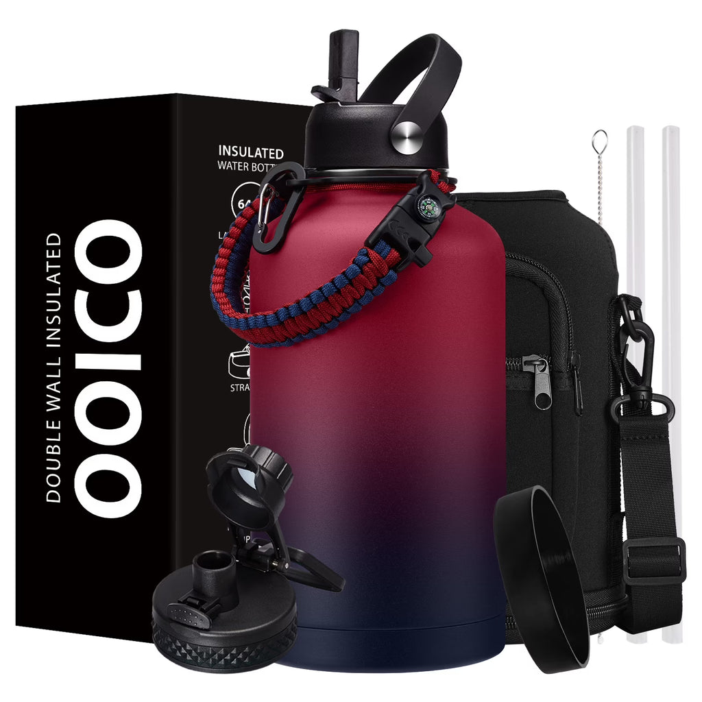 64OZ Insulated Water Bottle with Straw & Spout Lid I118