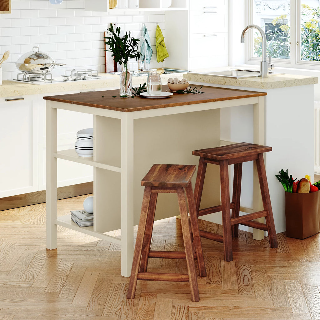 Solid Wood 3-piece Kitchen Island Set with 2 Seatings H739