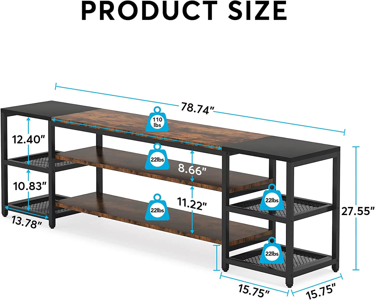 78" TV Stand with 3 Tier Storage Shelves Q23045