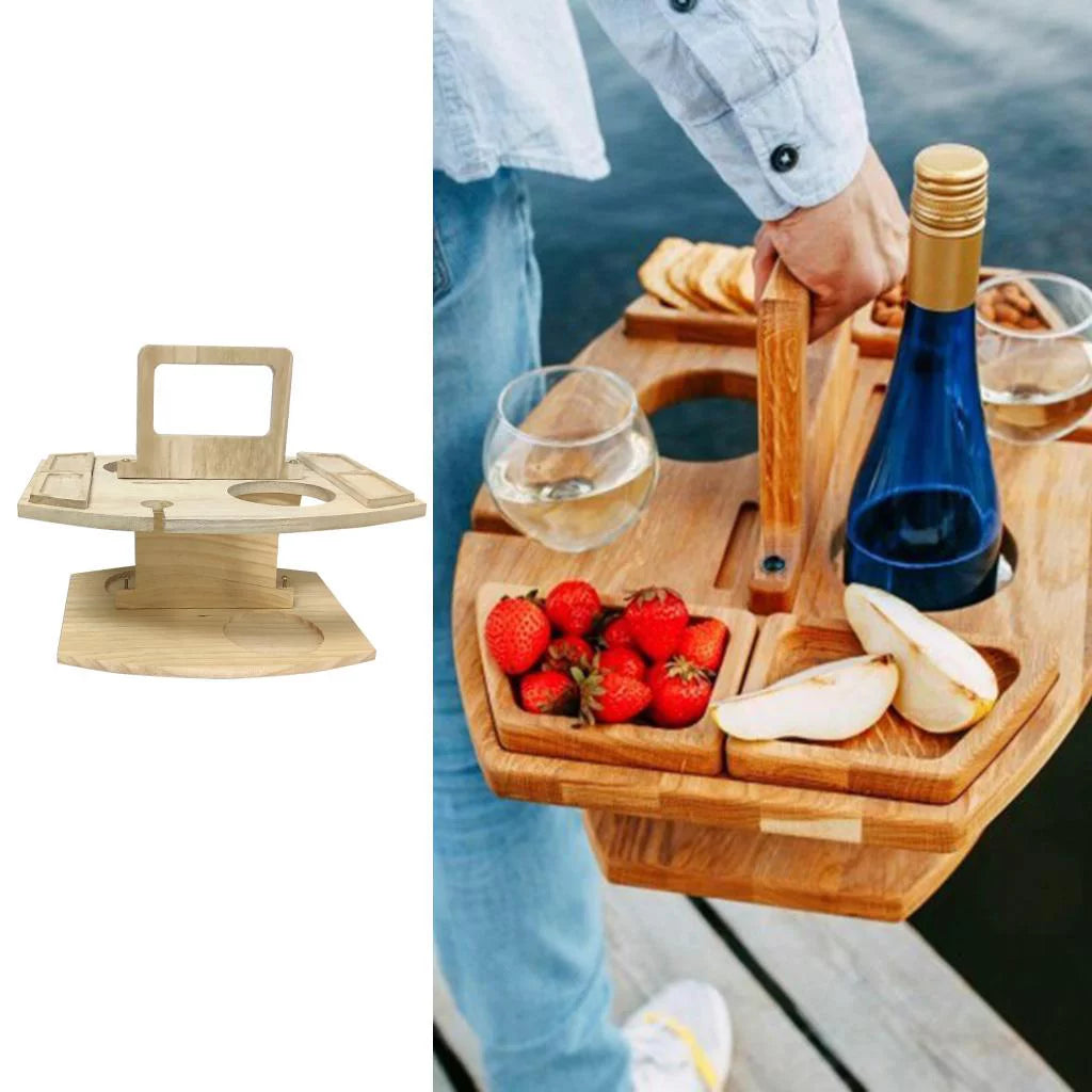 Portable Outdoor Picnic Table with Glass Holder O91193