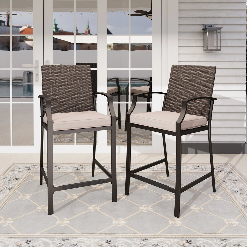 Wicker Rattan Bar Stools Set of 2 Q93128