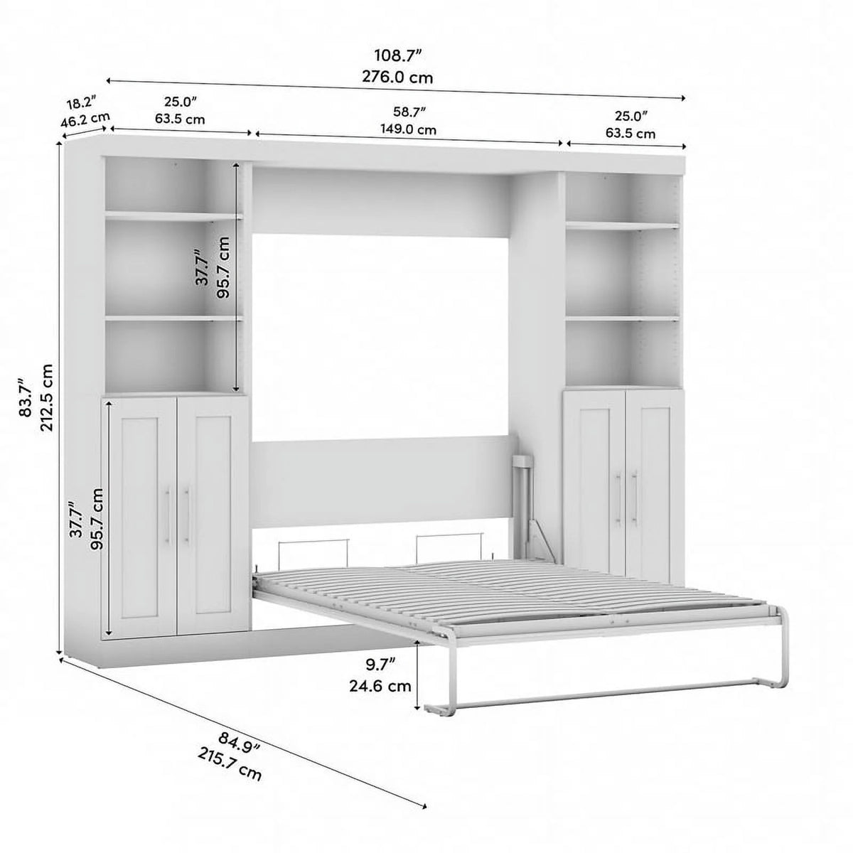 Bark Gray Full Murphy Bed with Closet Storage V842524
