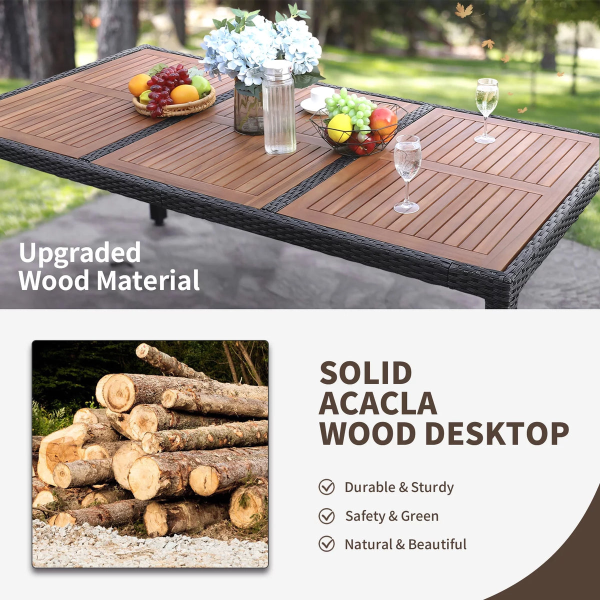 7 Pieces PE Rattan Wicker Patio Dining Set with Cushions C66137