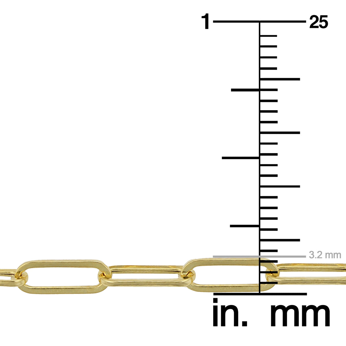 14k Yellow Gold Polished Paperclip Chain Necklace (3.2 mm, 18 inch) P80748