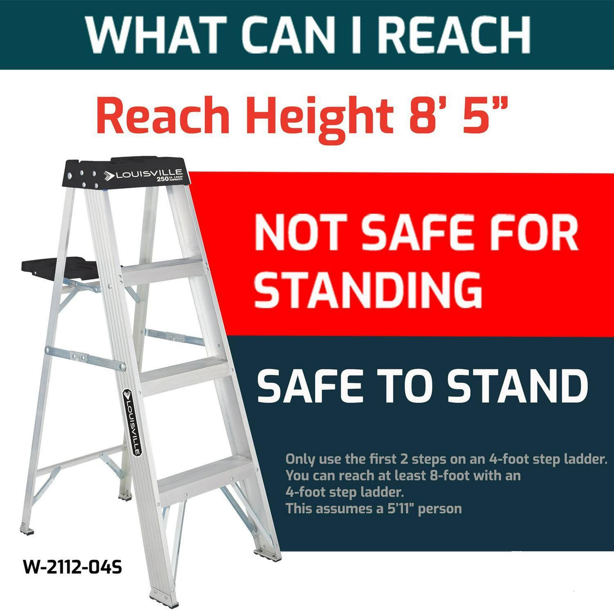 4-Foot Aluminum Stepladder, 250-Pound Capacity, Type I X579