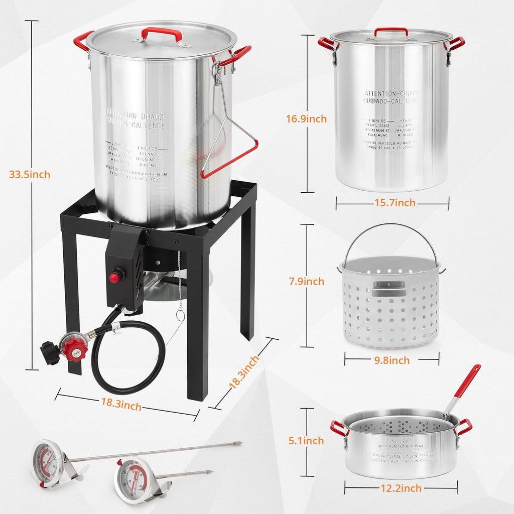 30-Quart Propane Outdoor Turkey Fryer Kit Aluminum Boiler Steamer D18978