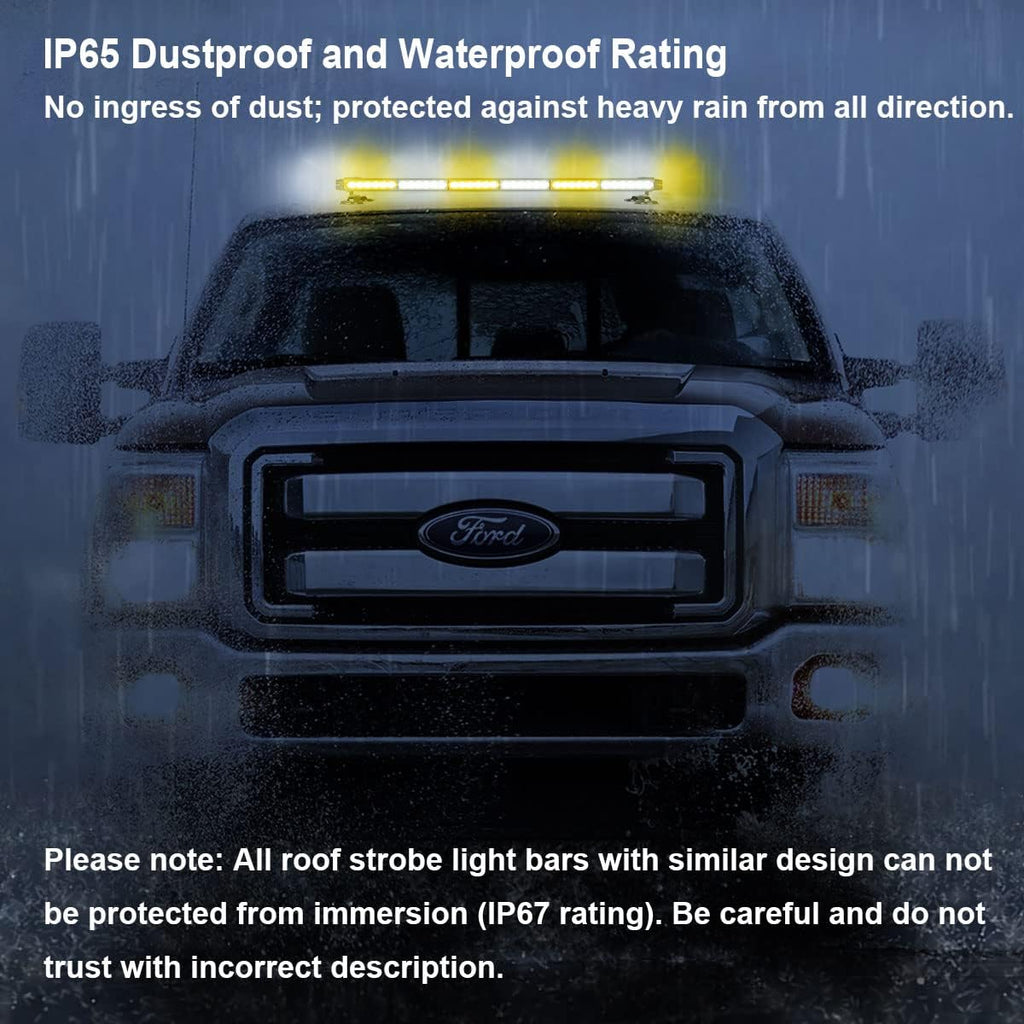 80 LED Amber White Emergency Strobe Light Bar with Strong Magnetic Double Side J690019