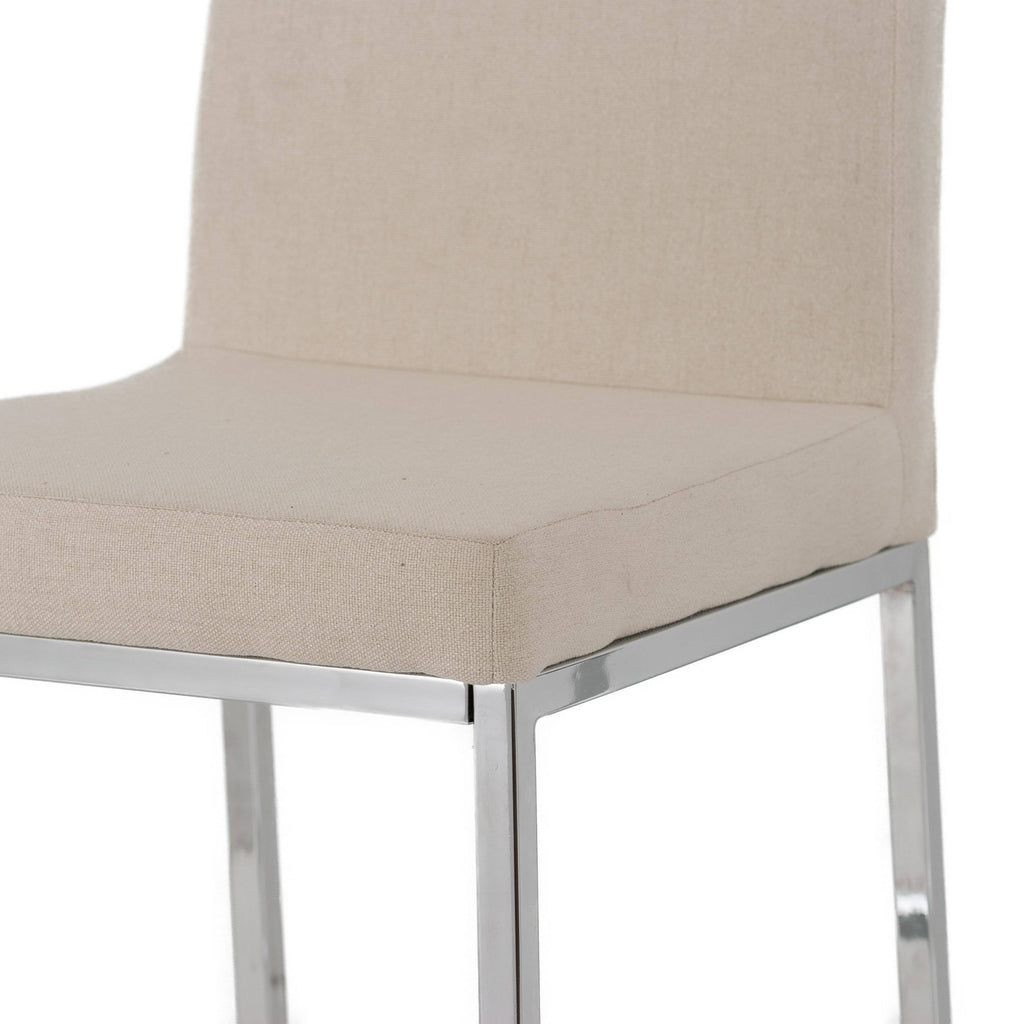 Beige Fabric Barstools with Chrome Legs Set of 2 U13808