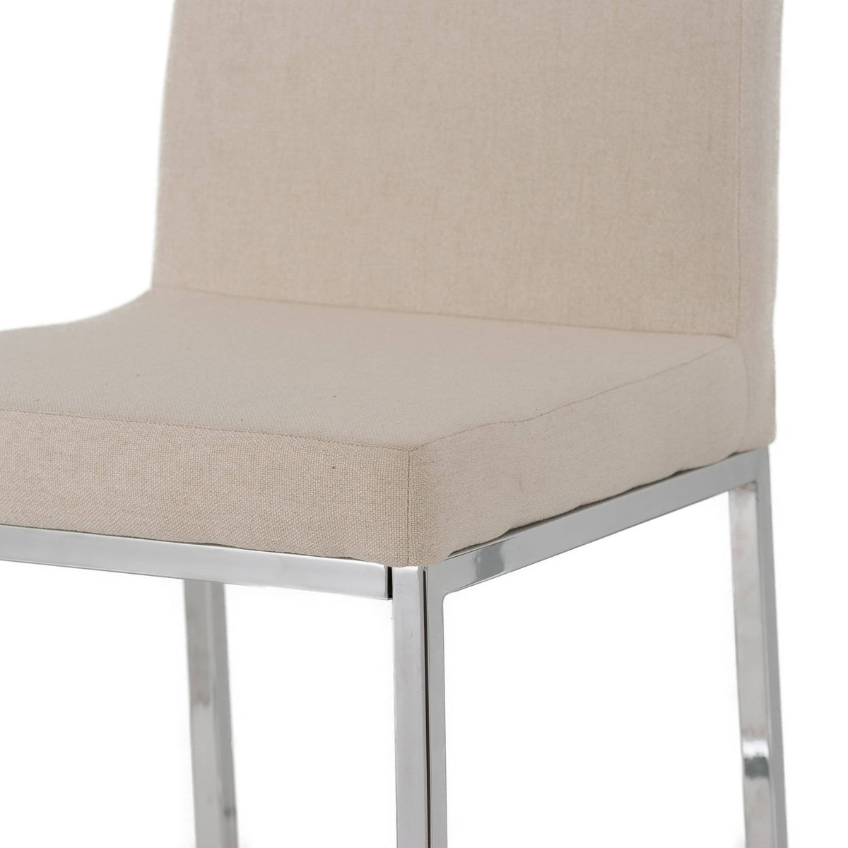 Beige Fabric Barstools with Chrome Legs Set of 2 U13808